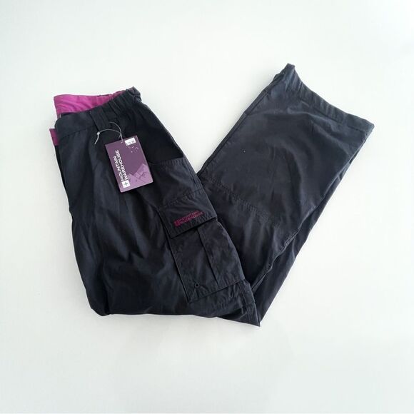 Mountain Warehouse Trek Convertible Trouser Pants Black Womens 8 Zip-Off Leg NWT - Picture 1 of 10